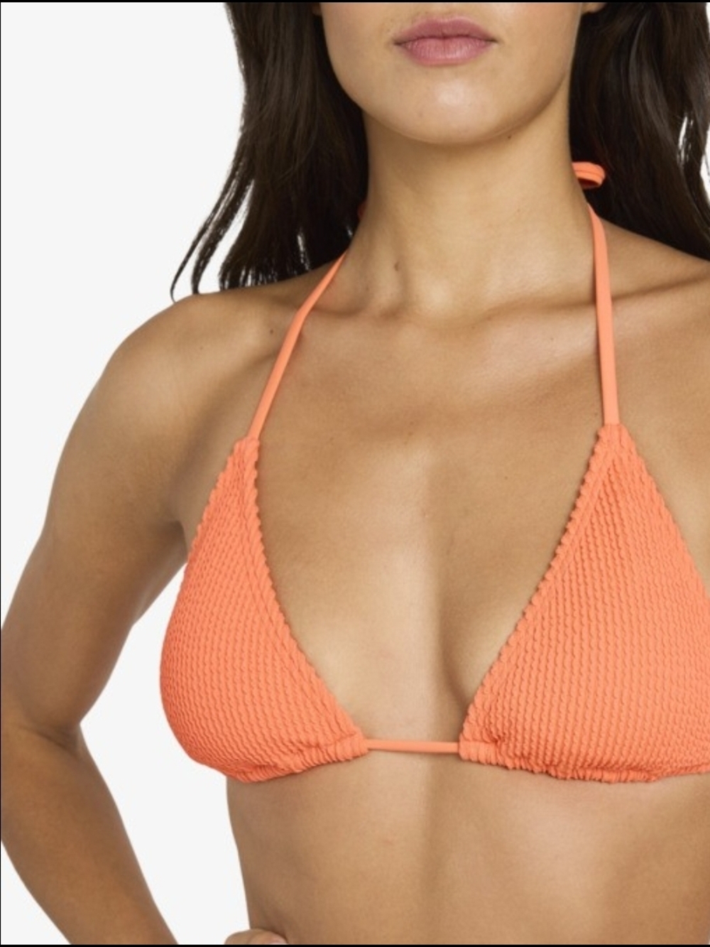 Salt + Cove Orange And Purple Textured/Shimmer Triangle Bikini Tops